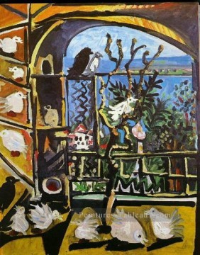 L atelier Les pigeons I 1957 Cubisme Peinture à l'huile
